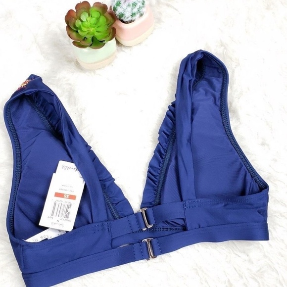 Splendid Frill Seeker Navy Blue Halter Bikini Top - Picture 4 of 8